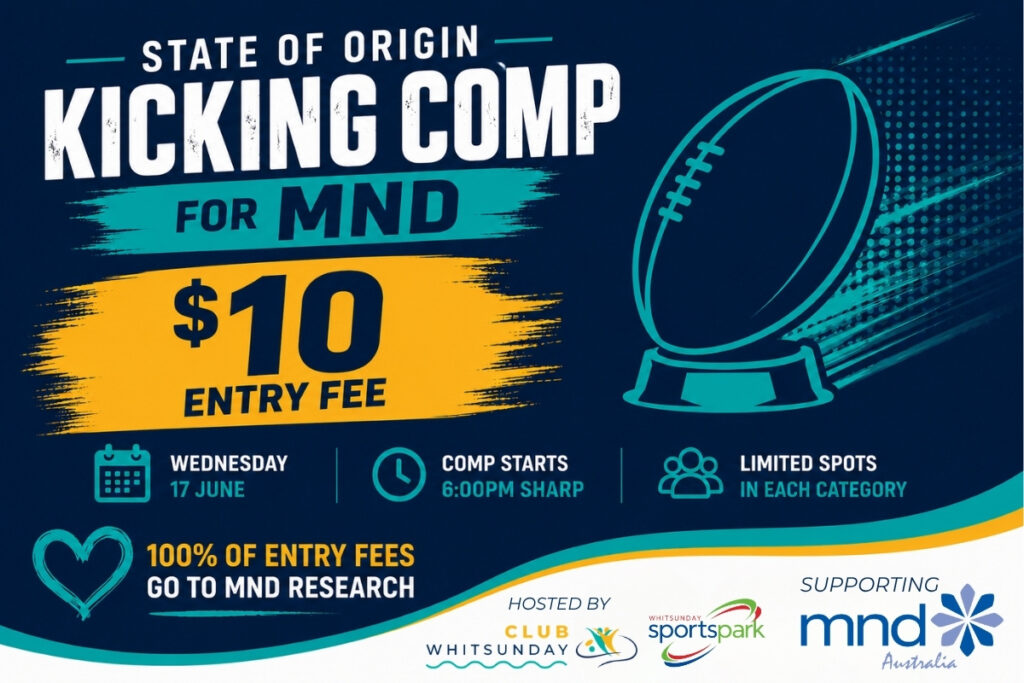 MND fundraiser at Club Whitsunday info graphic
