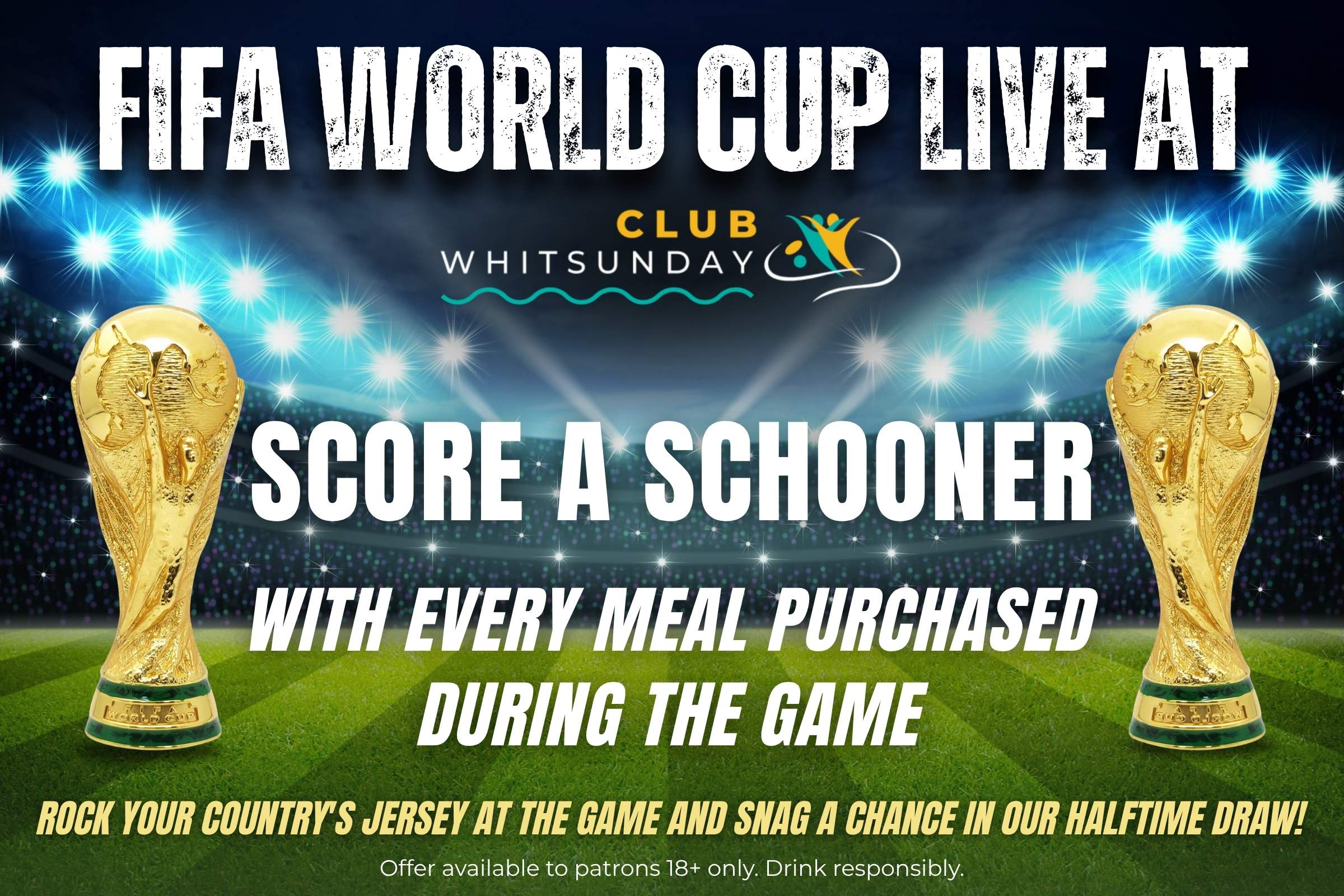 info graphic regarding Fifa World Cup showing at Club Whitsunday